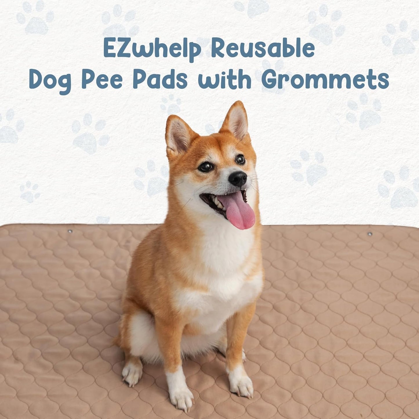 Reusable Dog Pee Pad, Waterproof Mat for Dogs and Puppies, 41"X41" W/ Grommets