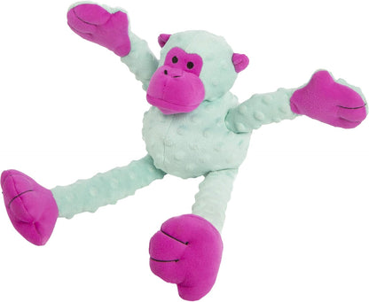 Crazy Tugs Monkey Squeaky Plush Tug Dog Toy, Chew Guard Technology - Turquoise, Large