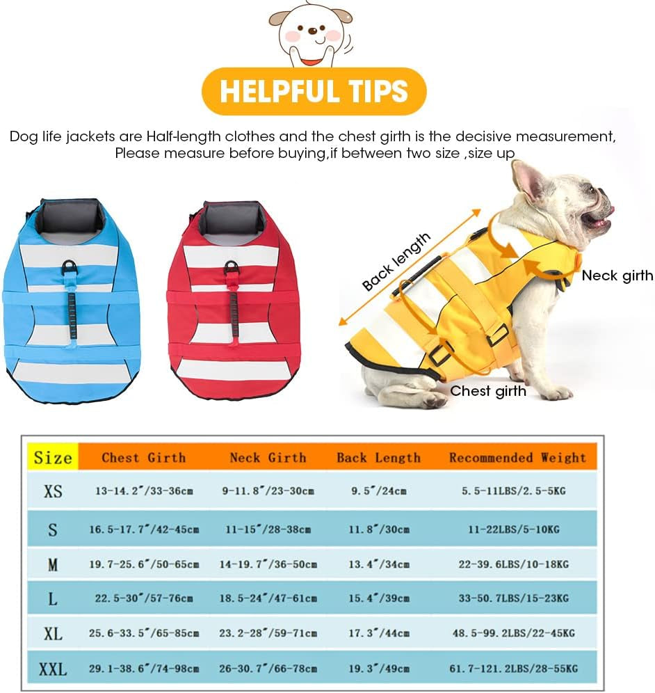 Dog Life Jacket, Ripstop Safety Dog Life Vest for Swimming with Superior Buoyancy & Rescue Handle, Adjustable Pet Life Preserver for Small Medium Large Dogs